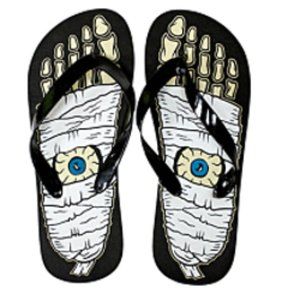 Sourpuss Flip Flops - Mummys Eyeballs Goth Halloween Horror NWT
